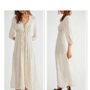 NWT Free People Embroidered Fable midi dress.  Size XS. Pink/rose color.